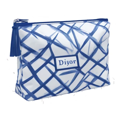Dior-style cosmetic bag blue-white sticker