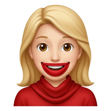 face covering mouth with one hand and smiling, classic apple emoji style sticker