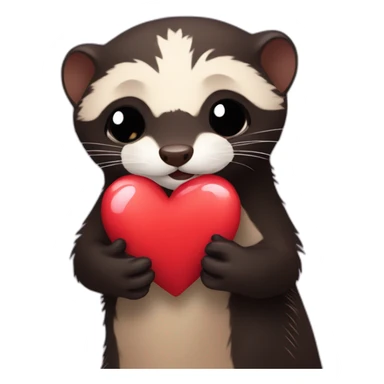 dark ferret hugs a heart sticker