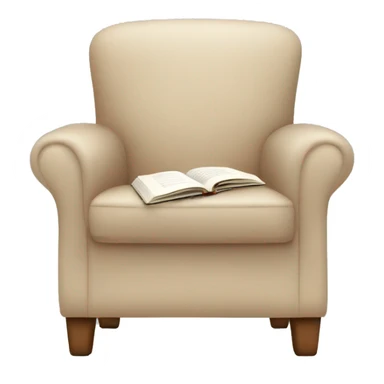 Simple Beige Armchair with blanket and open book on it sticker