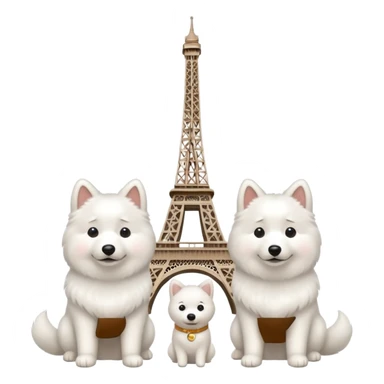 Eiffel Tower with two Samoyed dogs sticker