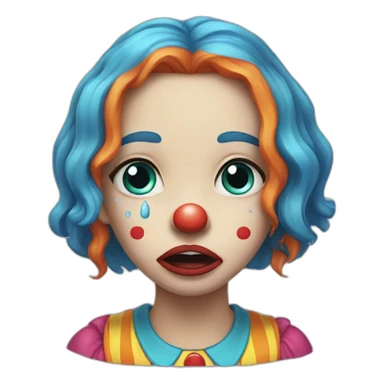 Crying clown girl sticker