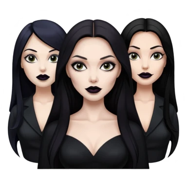 “Emoji girl, femme fatale, tomie vibes, morticia adams vibes, anglina jolie, and megan fox sticker