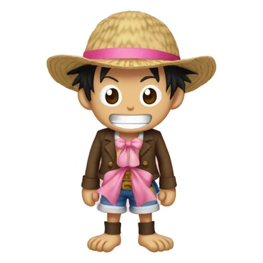 Monkey d luffy with a pink bow on sticker