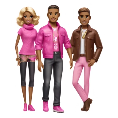 Pink Brown Barbie and pink brown Ken  sticker