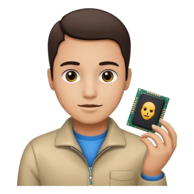 an icon of a person with a small computer chip next to him sticker