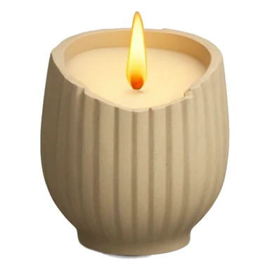 candle in beige concrete ridged vessel sticker