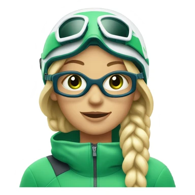 Blonde girl with green eyes on snow skis  sticker