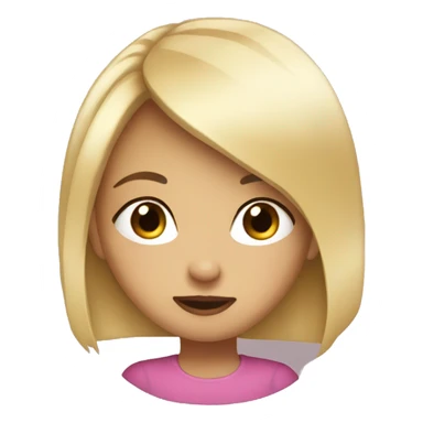 Girl with blonde hair give a ping kiss sticker
