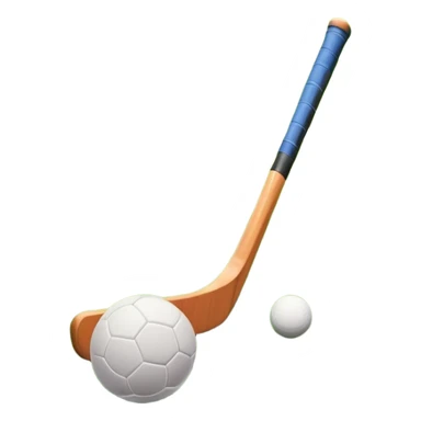 A field hockey stick and ball on a vibrant green grass field, with goalposts and clear field markings in the background. The scene emphasizes the bright, lush grass, highlighting the fast-paced and strategic nature of hockey on a well-maintained pitch. sticker