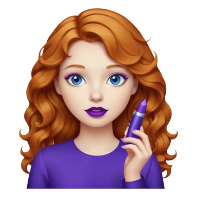 Girl with ginger wavy hair, pale skin, blue eyes (her favourite colour is purple) sticker