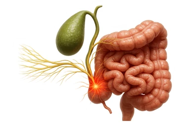 CISTIFELLEA E INTESTINO SONO COLLEGATI NEL DOLORE, iperrealistico 4k sticker