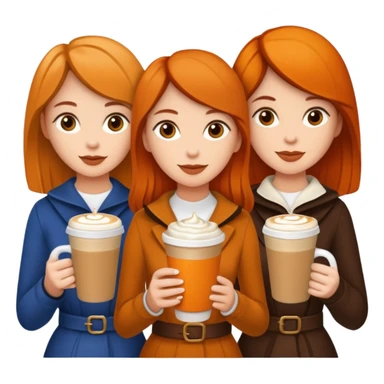 Five women all drinking a pumpkin spice latte sticker