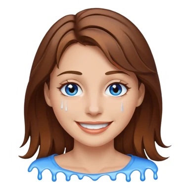 Brown Hair Woman , white paint , drip, face, happy sticker