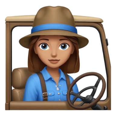 girl in a jeep, blue eyes and brown hair sticker
