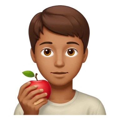I want you to create an emoji of a SPANISH SERGEANT ,  He should be a young guy with brown hair, brown eyes, his skin color like he’s tan and he’s eating an apple  sticker