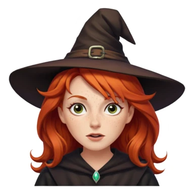 Red haired witch, sassy, rolling eyes upwards sticker