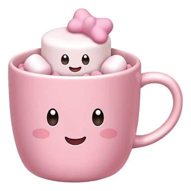 Kakao in pinker Tasse mit pink weißen mini marshmallow. OHNE Gesicht!!!, ästhetisch sticker