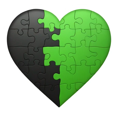 Half black and half Green puzzle heart sticker