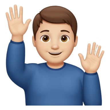 make a short brown hair guy who is chubby we can only see his head and he is waving sticker