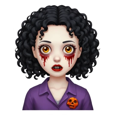 Emoji garota zombie com cabelo preto cacheado sticker