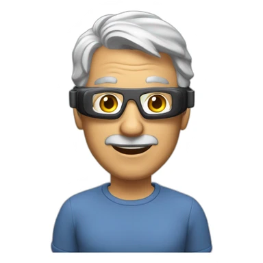 45 years old, gray hair, over weight, Brazilian using virtual reality headset sticker