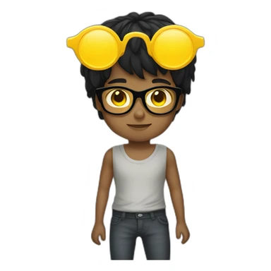 boy with yellow tinted glasses and black hair  sticker