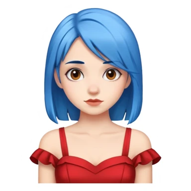 دختر با موی آبی و لباس قرمز  sticker