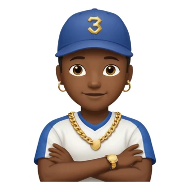 rapper emoji crossing arms in front of chest, confident expression sticker