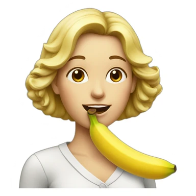 Lady eating a banana sticker