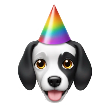Black and white dog with party hat sticker