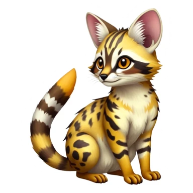 Exotic randomly colored colorful light cute lush warm-colored Fakémon-Fionbri-Vernid-Genet-creature with markings (full body) sticker