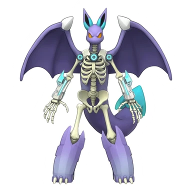 futuristic Skeleton-Cyborg-Manectric-Electrike-Salandit-Cubone-Umbreon-Marowak-Draco-Fakémon-hybrid-creature (full body), 4 legs sticker