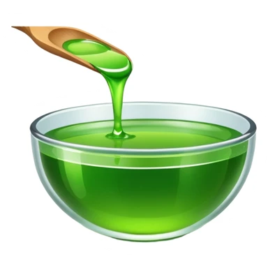 small dipping bowl with green liquid, minimal, simple, clear sticker