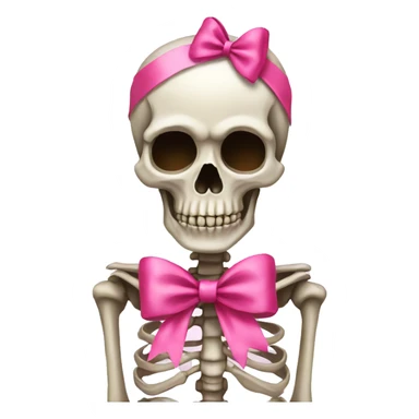 Skeleton with pink bows sticker