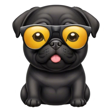 Black pug wearing sunglasses sticker