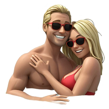 couple enjoying summer at beach sticker