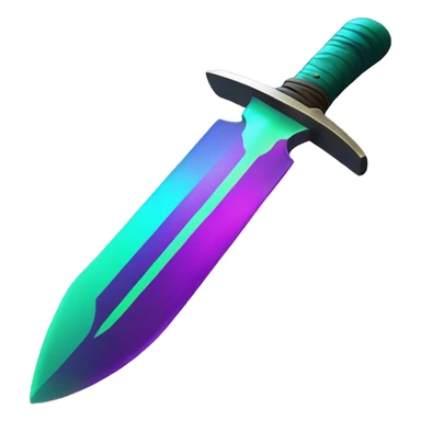45° angle Aurora borealis purple teal lime green dagger knife sword sticker