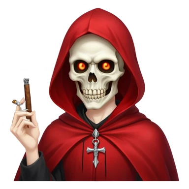 demonic grim reaper in red cape smoking weed sticker