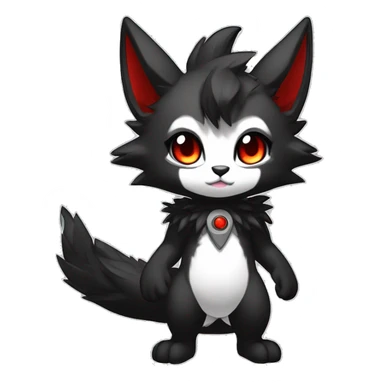 Anthro-Edgy-Cool-Dark-Black-White-Red-Contrast-Colors-Fantasy-Fur-Sona-Chibi-Shiny-Fakémon-Hybrid full body sticker