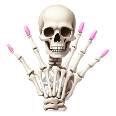 Skeleton hands bones with pink polish nails  sticker