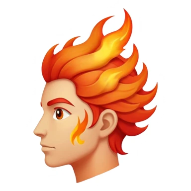 side profile head with flame for hair not human sticker