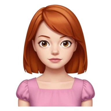 Emma Stone, orange brown hair, pink dress sticker