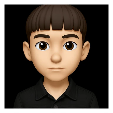 Edit the boy's outfit to a black denim jacket and make the boy slim, not fat or round. Keep the boy's face and all other features the same as the original image. sticker