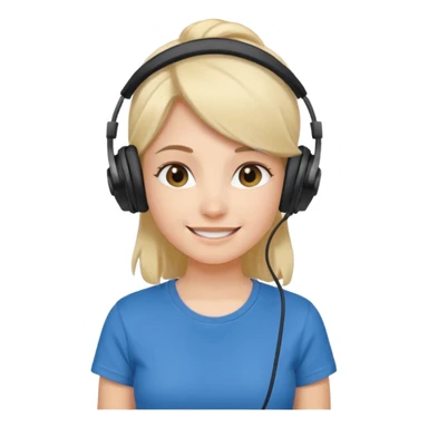Female, shy, wearing headphone having mic, t-shirt 


 sticker