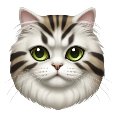 Brown, black stripes, white patches,  Persian cat with green eyes sticker