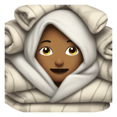 person cuddled up in pile of blankets sticker