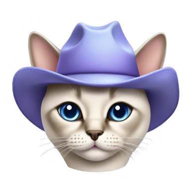 Fat Siamese cat crossed blue eyes lavender cowboy hat sticker
