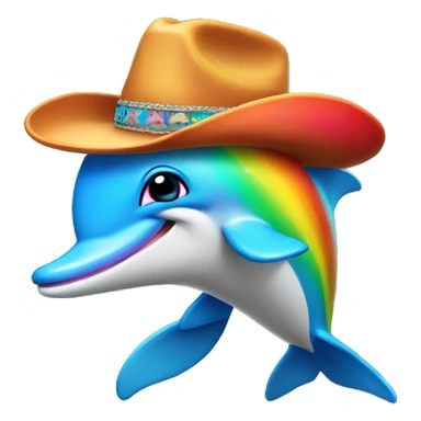 rainbow dolphin with a cowboy hat sticker