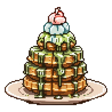 matcha ice cream on a stack of waffles sticker